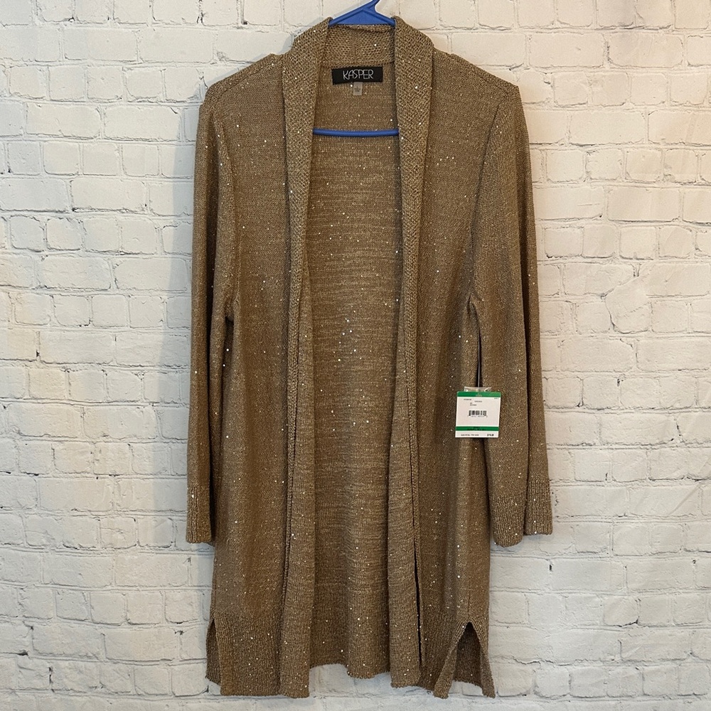 Kasper Women's Gold and Sequin Cardigan Sweater NWT